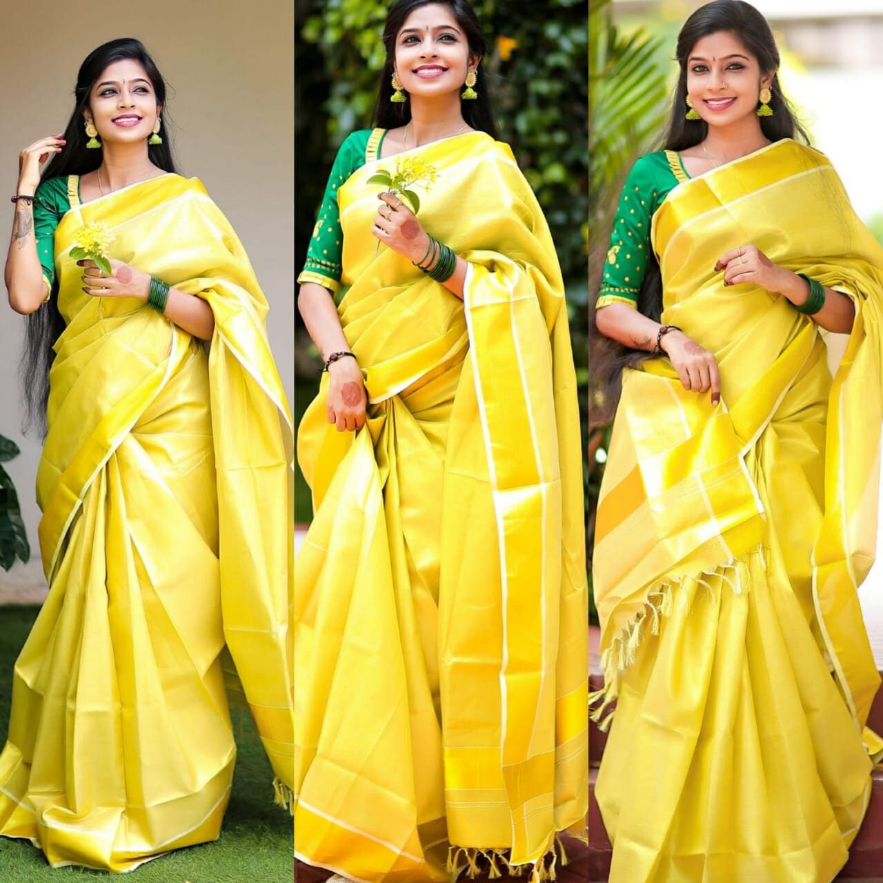 Kerala Traditional Pure Golden Zari hotsell Shade Tissue Saree with Stitched Blouse / Handmade designs /Indian traditional /Onam, Birthday, Festival