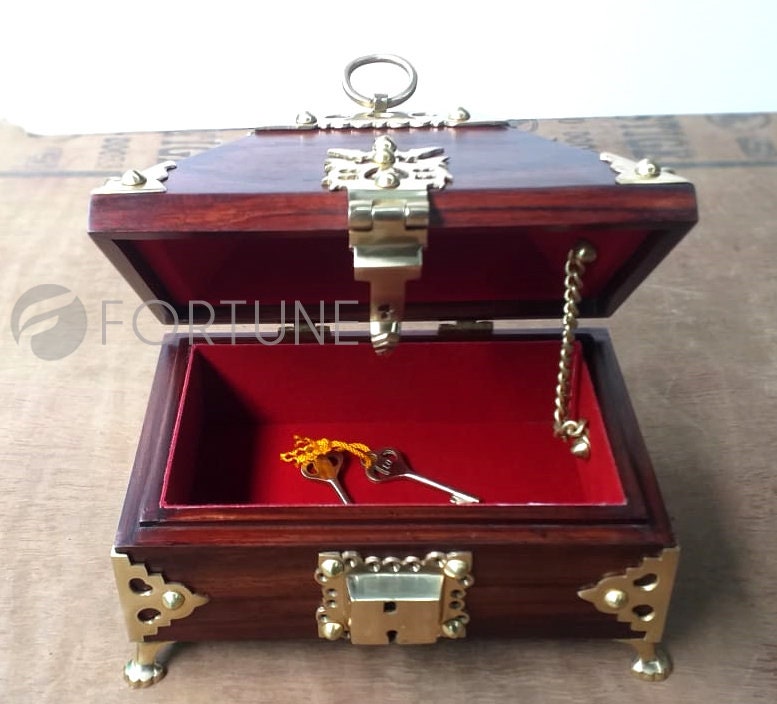 Wooden Jewel Box / Kerala Wooden Handmade with amazing brass work/ Kerala traditional box Nettoor pett,  Jewel Box Keralai