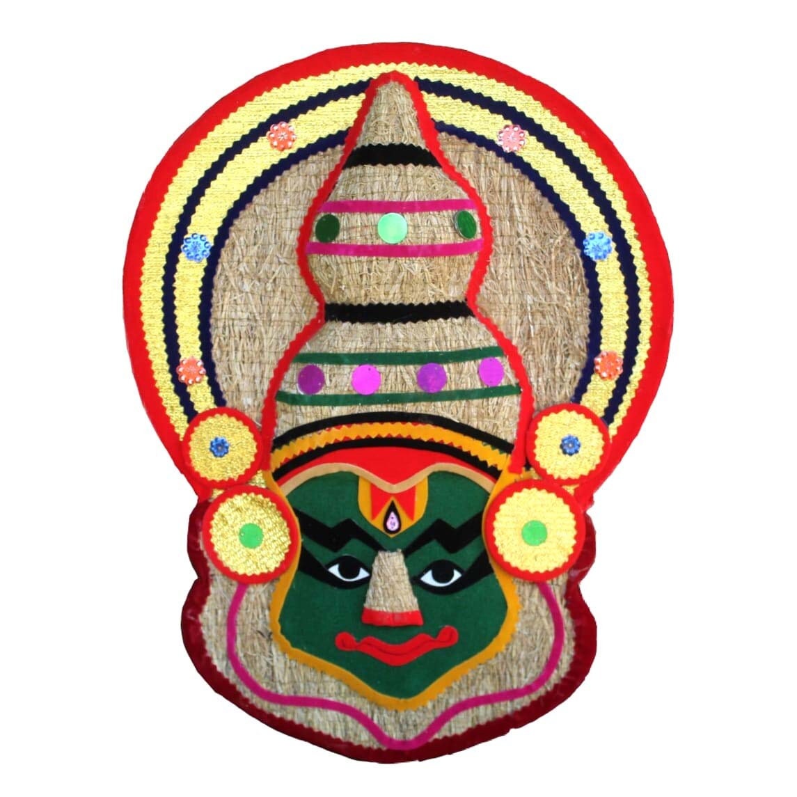 Kathakali Face Mask made with Ramacham, Kathakali face stuffed with roots of Ramacham / Vetiver (Wall Hanging) eco-friendly homedecor