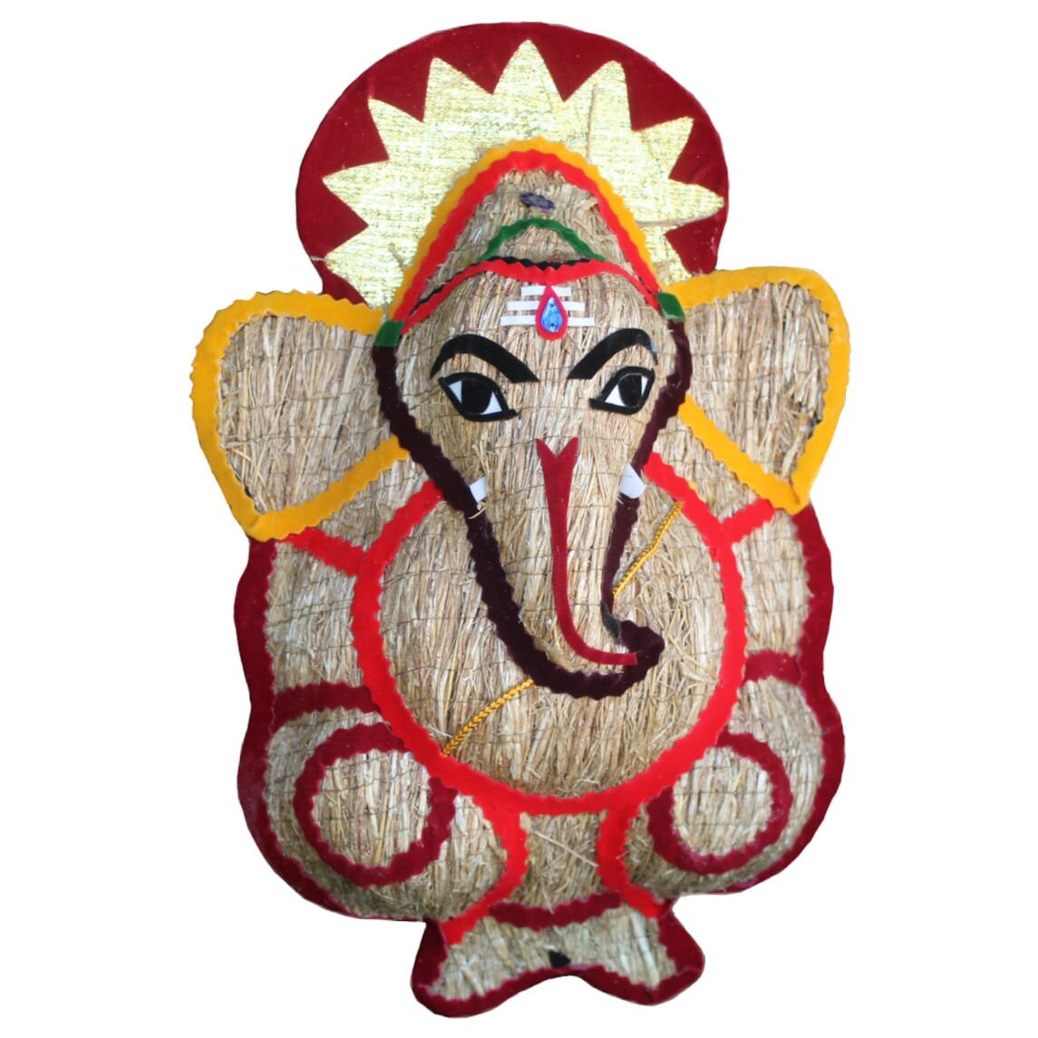 Ganesh made with Ramacham, Stuffed roots of Ramacham / Vetiver (Wall Hanging) eco-friendly homedecor, Vetiver Handicraft,Drishti ganapathi