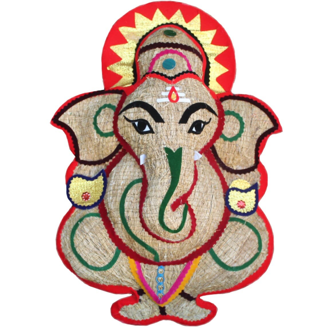 Ganesh made with Ramacham, Stuffed roots of Ramacham / Vetiver (Wall Hanging) eco-friendly homedecor, Vetiver Handicraft,Drishti ganapathi