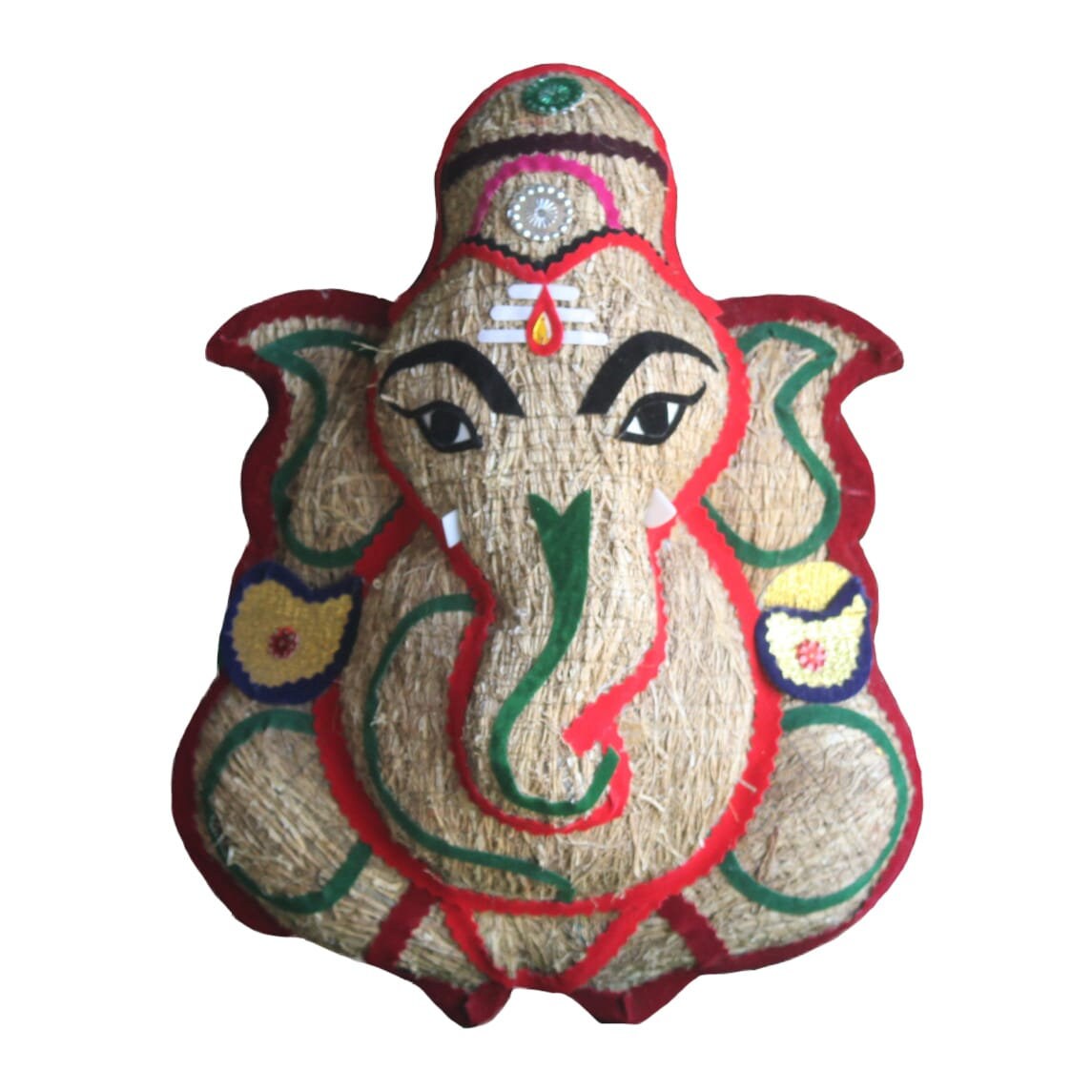 Ganesh made with Ramacham, Stuffed roots of Ramacham / Vetiver (Wall Hanging) eco-friendly homedecor, Vetiver Handicraft,Drishti ganapathi