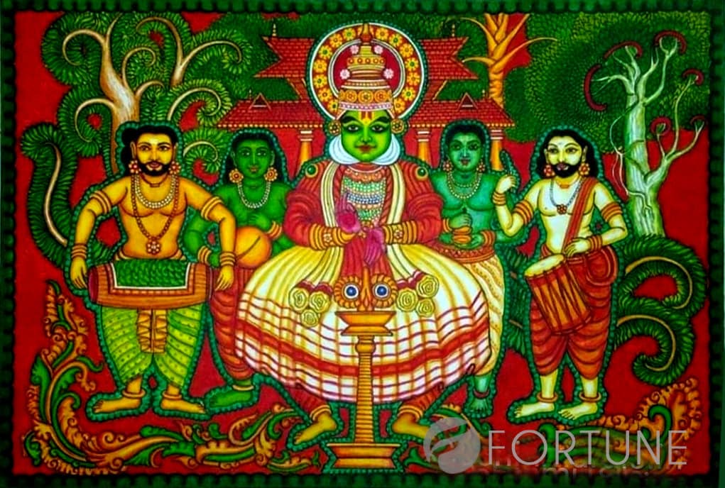 Original Kerala Mural Painting, Kathakali Mural Painting, Canvas Rolled, Wall Decor Kerala Traditional Art form