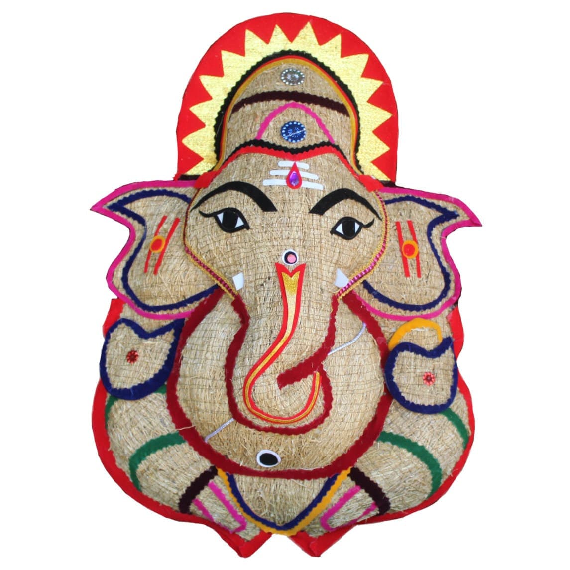 Ganesh made with Ramacham, Stuffed roots of Ramacham / Vetiver (Wall Hanging) eco-friendly homedecor, Vetiver Handicraft,Drishti ganapathi