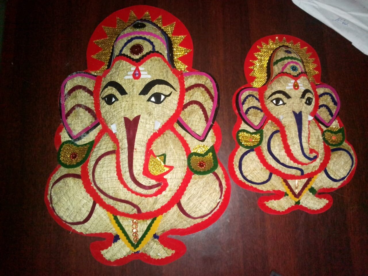 Ganesh made with Ramacham, Stuffed roots of Ramacham / Vetiver (Wall Hanging) eco-friendly homedecor, Vetiver Handicraft,Drishti ganapathi