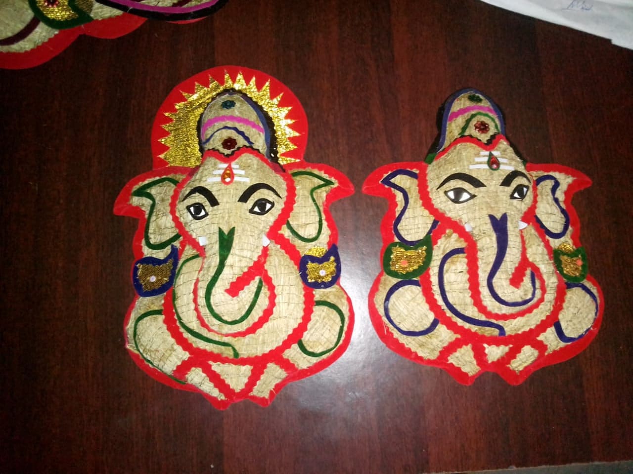 Ganesh made with Ramacham, Stuffed roots of Ramacham / Vetiver (Wall Hanging) eco-friendly homedecor, Vetiver Handicraft,Drishti ganapathi