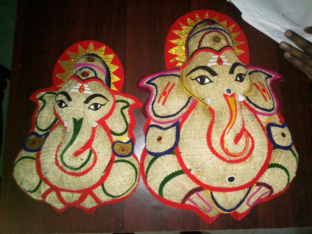 Ganesh made with Ramacham, Stuffed roots of Ramacham / Vetiver (Wall Hanging) eco-friendly homedecor, Vetiver Handicraft,Drishti ganapathi