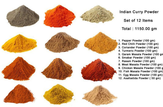 Indian Curry Powder Set of 12/Quality Herbs and Spices / Indian Masala 100% Pure