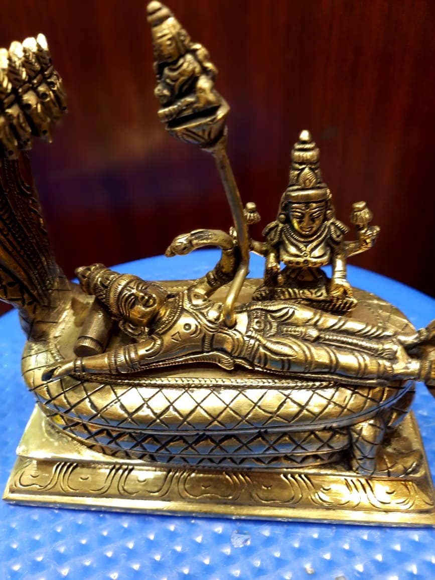 Ananthasayanam Idol/Statue/ Brass Vishnu Sculpture/ Brass Idol home decor/Hindu god idol/Vaishnava god/Indian traditional /Hindu culture