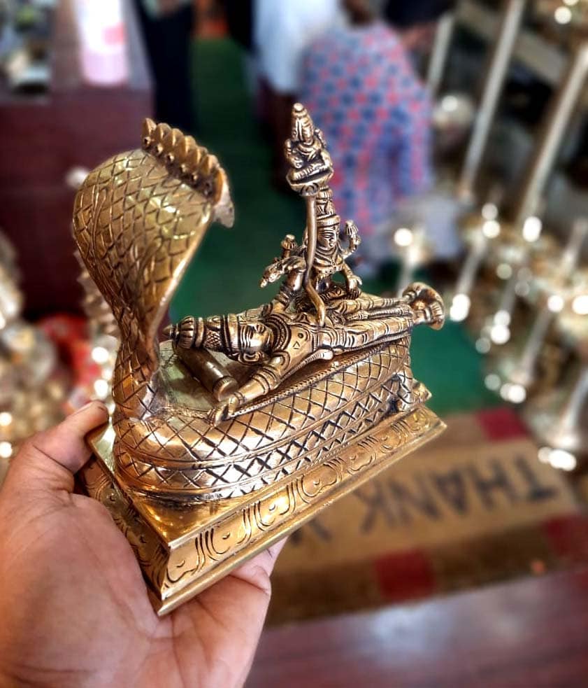 Ananthasayanam Idol/Statue/ Brass Vishnu Sculpture/ Brass Idol home decor/Hindu god idol/Vaishnava god/Indian traditional /Hindu culture