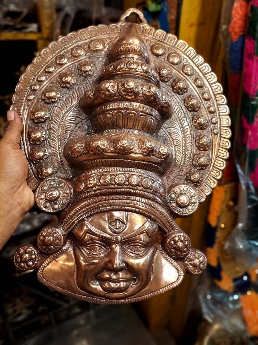 Black Metal Kathakali , Brass Wall Art, Home Decor, Decorative show piece,  Kerala Kathakali Mask