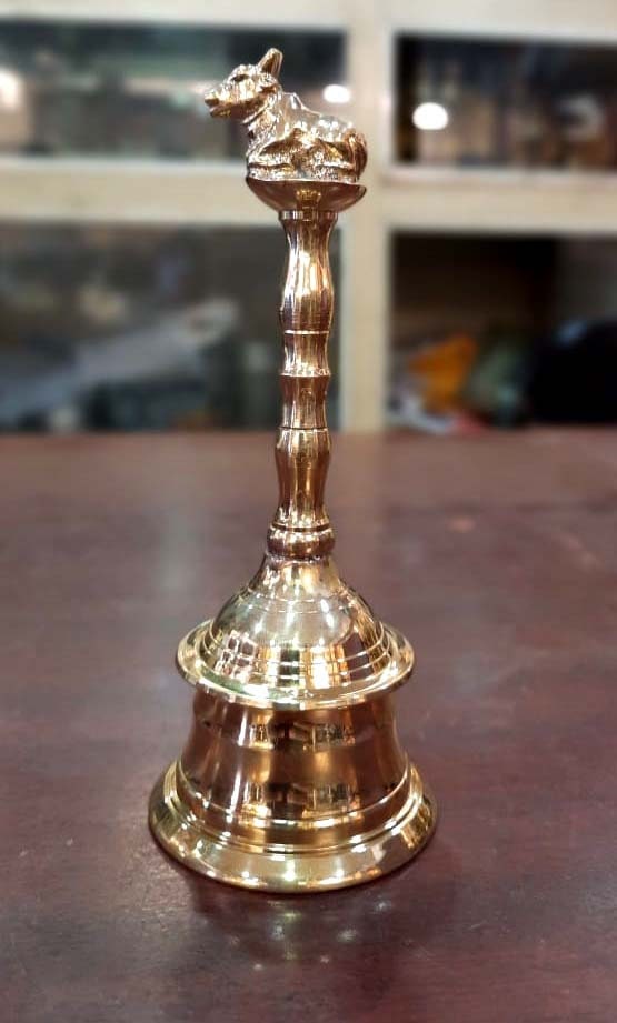 Pooja bell with Nandhi, Traditional Brass and Bronze Bell, Pooja Utensil, Purely traditional handmade