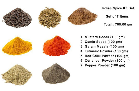 Indian Spice Kit Set of 7/ Vegan Spices / Natural Fresh Quality Indian Spices