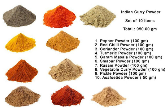 Indian Curry Powder Set of 10/ Vegan Spices / Natural Masala Powder 100% Pure