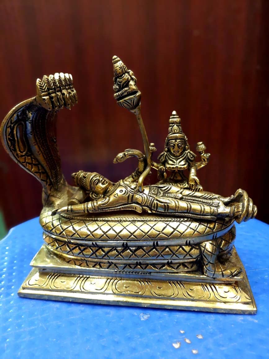 Ananthasayanam Idol/Statue/ Brass Vishnu Sculpture/ Brass Idol home decor/Hindu god idol/Vaishnava god/Indian traditional /Hindu culture