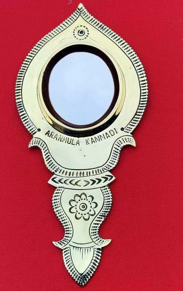 Original Aranmula metal mirror with hologram,Handmade  Aaranmula Kannadi ,Divine holy Surface mirror, Ashtamangalya Valkkannadi Oval shape