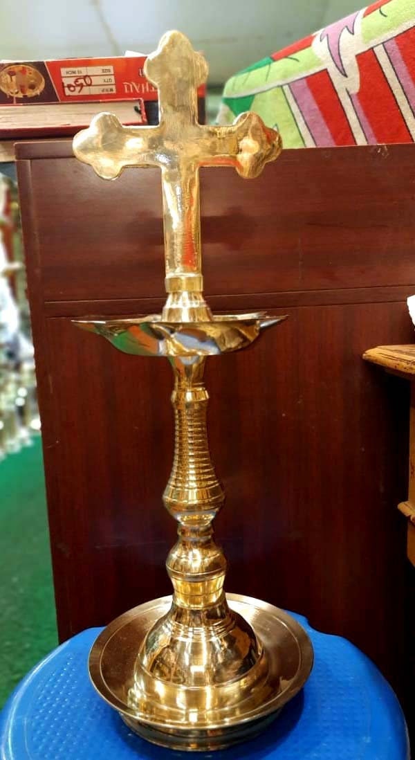 Christian Oil lamp  with plain  Cross,Christian Traditional Lantern,Kurishu Vilakku,Kerala traditional christian nilavilakku,Cross on diya