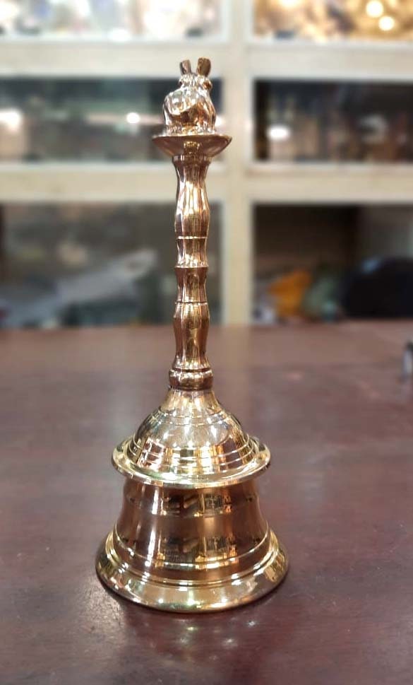 Pooja bell with Nandhi, Traditional Brass and Bronze Bell, Pooja Utensil, Purely traditional handmade