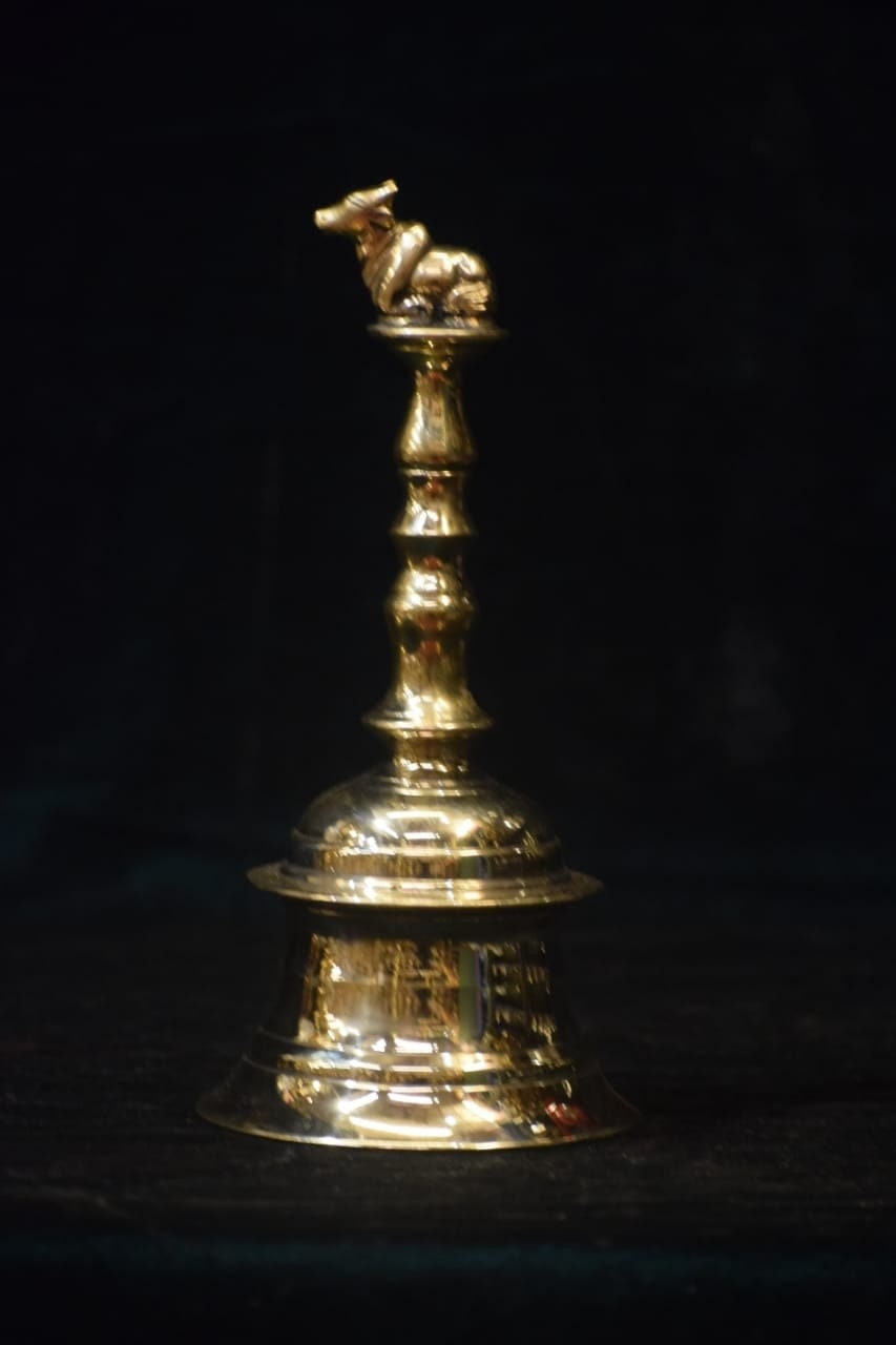 Pooja bell with Nandhi, Traditional Brass and Bronze Bell, Pooja Utensil, Purely traditional handmade