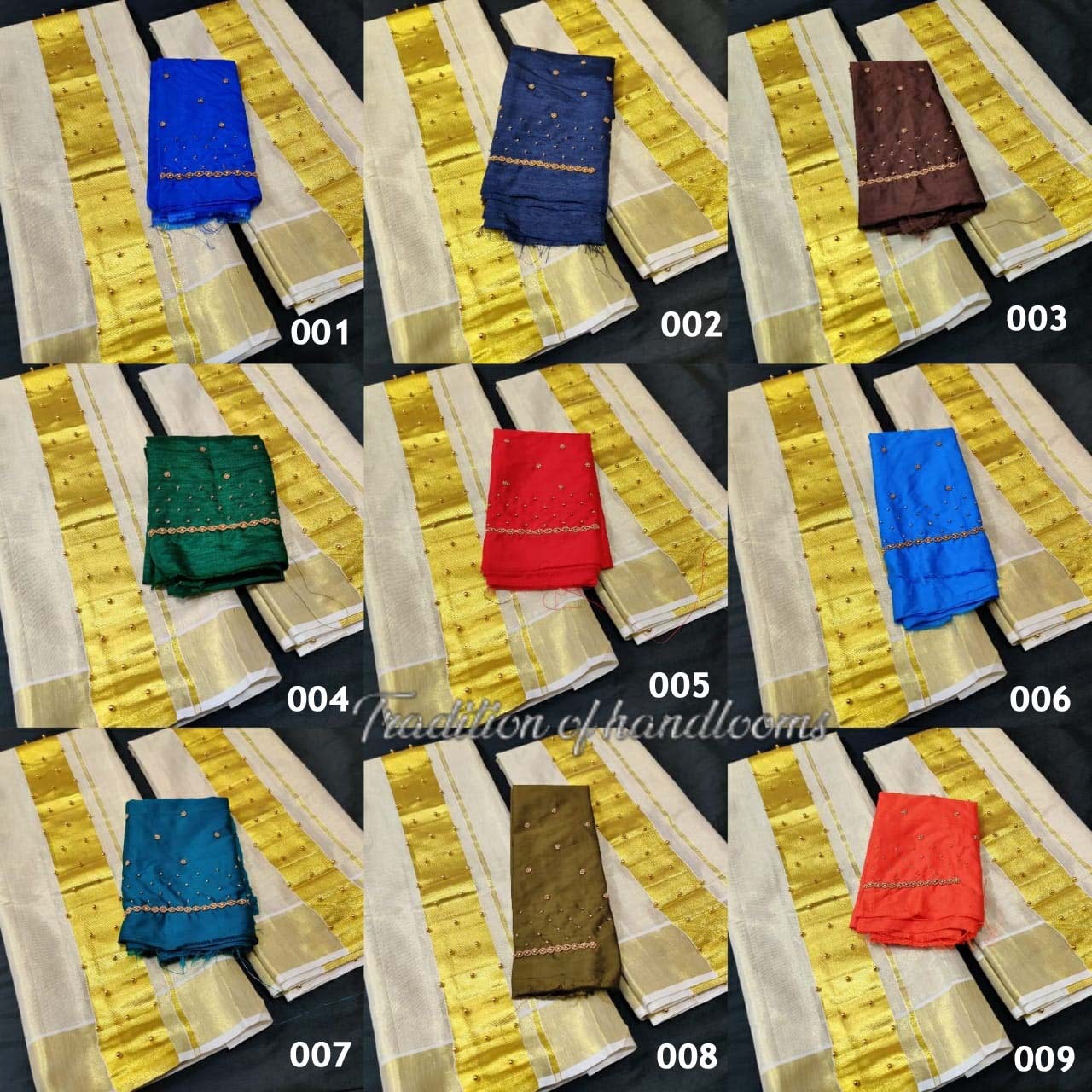 Beads work Tissue Set Mundu with Blouse Material / Kerala traditional women clothing/ Handmade designs/Vishu Special Dress