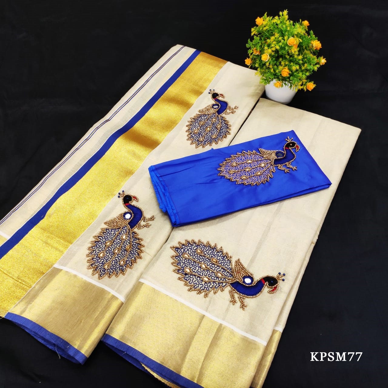 Kerala Tissue Set Mundu/ Set saree with Blouse Material / Ready to Wear Blouse /Traditional women clothing/ Handmade designs/Onam, Vishu