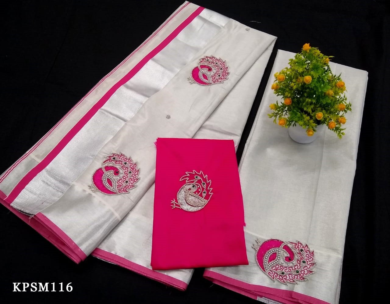 Silver Tissue Set Mundu / set saree with Blouse Material or ready to wear blouse / Kerala traditional / Handmade /Onam,Vishu Set Mundu