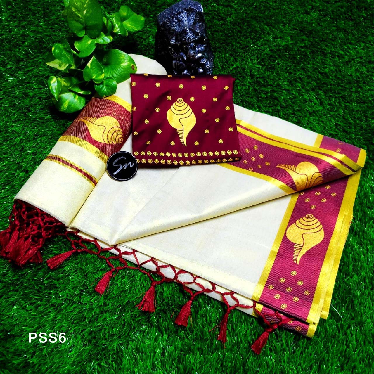 Kerala Tissue Kunjalam Printed Set Saree with Blouse / Indian traditional women clothing/ Handmade designs/Onam/Christmas/New year/Birthday