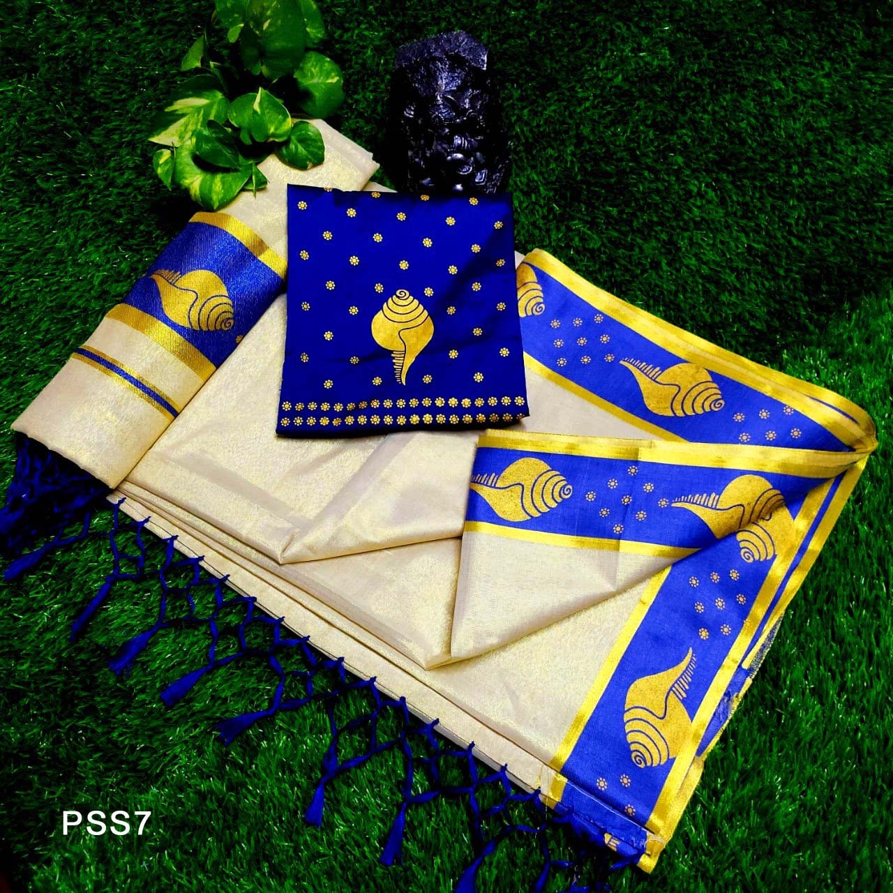 Kerala Tissue Kunjalam Printed Set Saree with Blouse / Indian traditional women clothing/ Handmade designs/Onam/Christmas/New year/Birthday