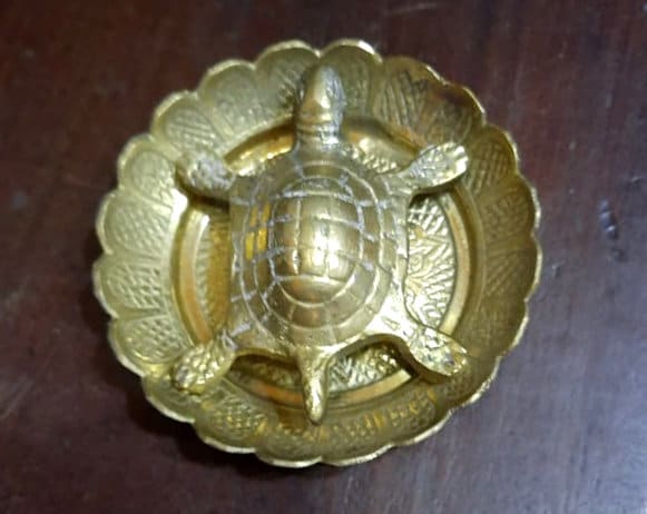 Brass Tortoise Turtle With Plate, Vastu Feng Shui, Brass Tortoise Figurine,Kuber Kachua for Vastu,