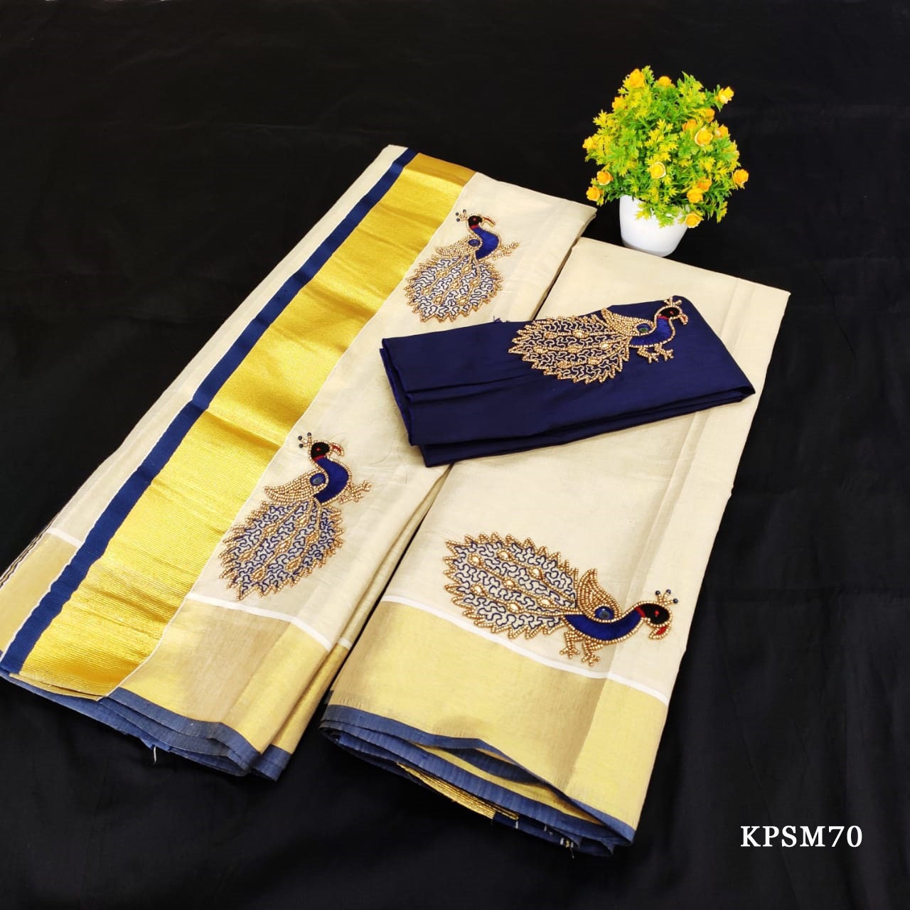 Kerala Tissue Set Mundu/ Set saree with Blouse Material / Ready to Wear Blouse /Traditional women clothing/ Handmade designs/Onam, Vishu