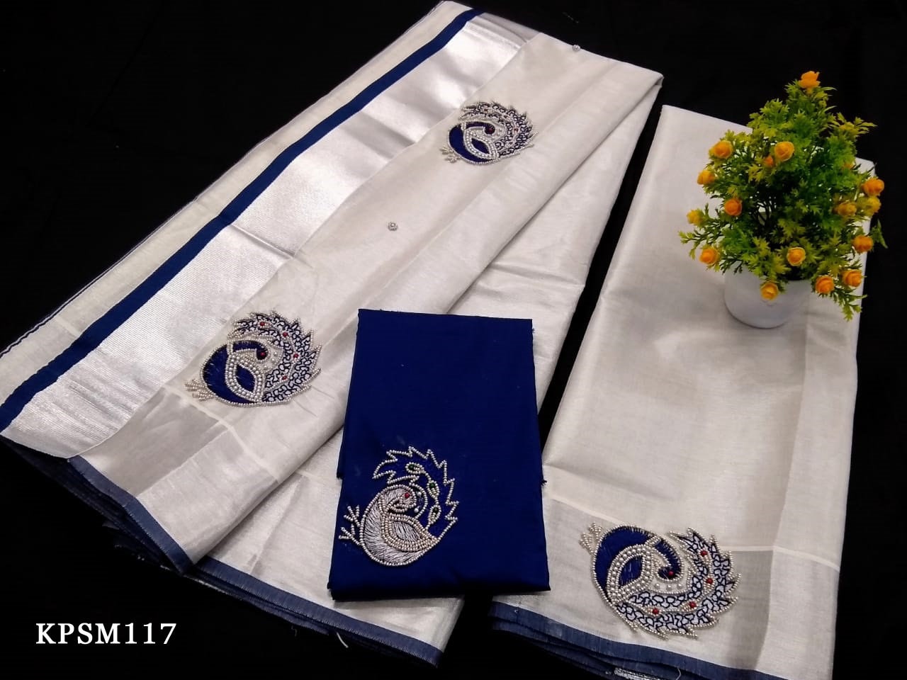 Silver Tissue Set Mundu / set saree with Blouse Material or ready to wear blouse / Kerala traditional / Handmade /Onam,Vishu Set Mundu