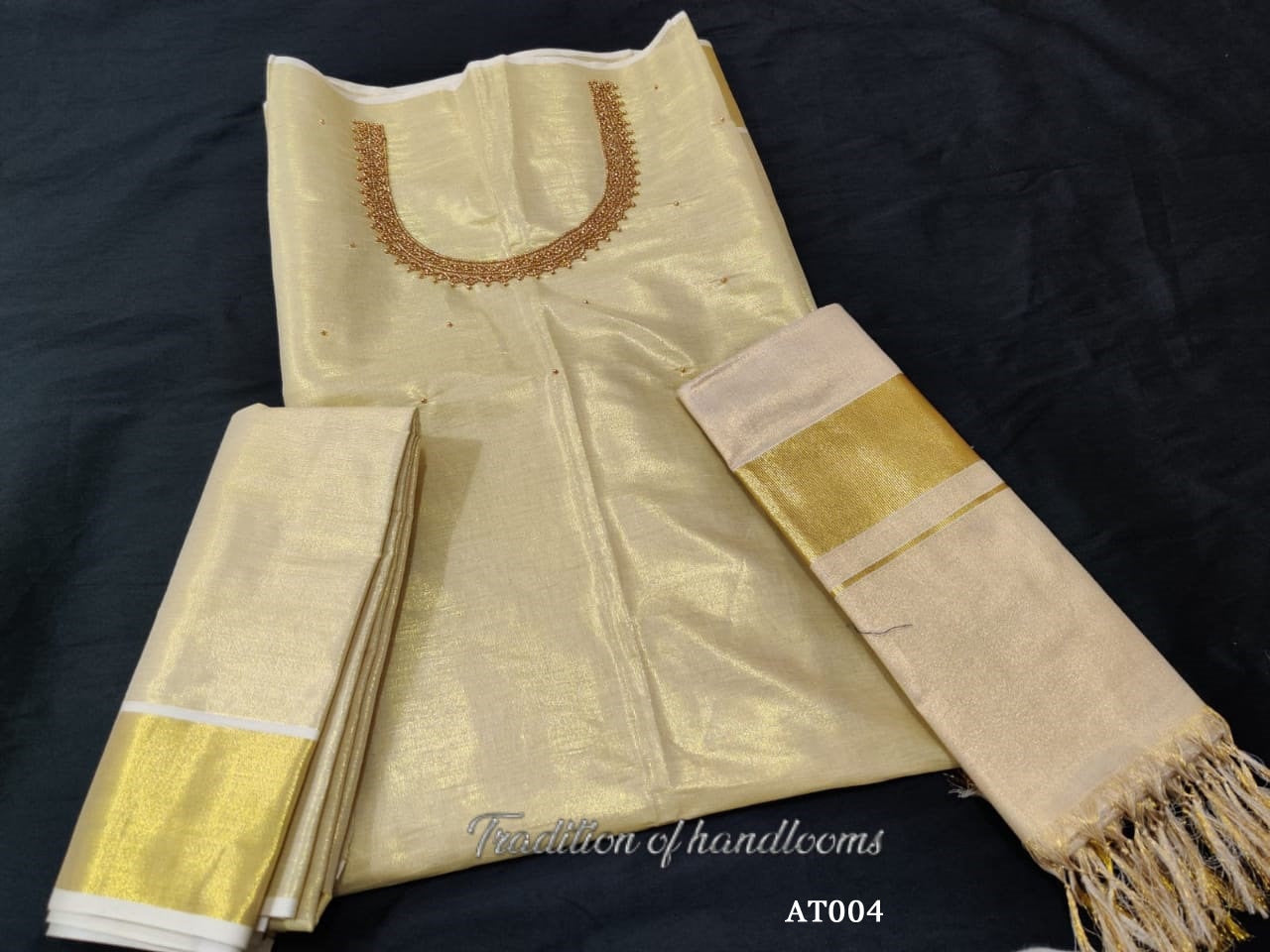 Gold Tissue Churidar /  Material or Stiched, Handwork Design ,Kerala  Kasavu Churidhar ,Onam, Vishu, Pooja,Festivals,Marriage,Birthday