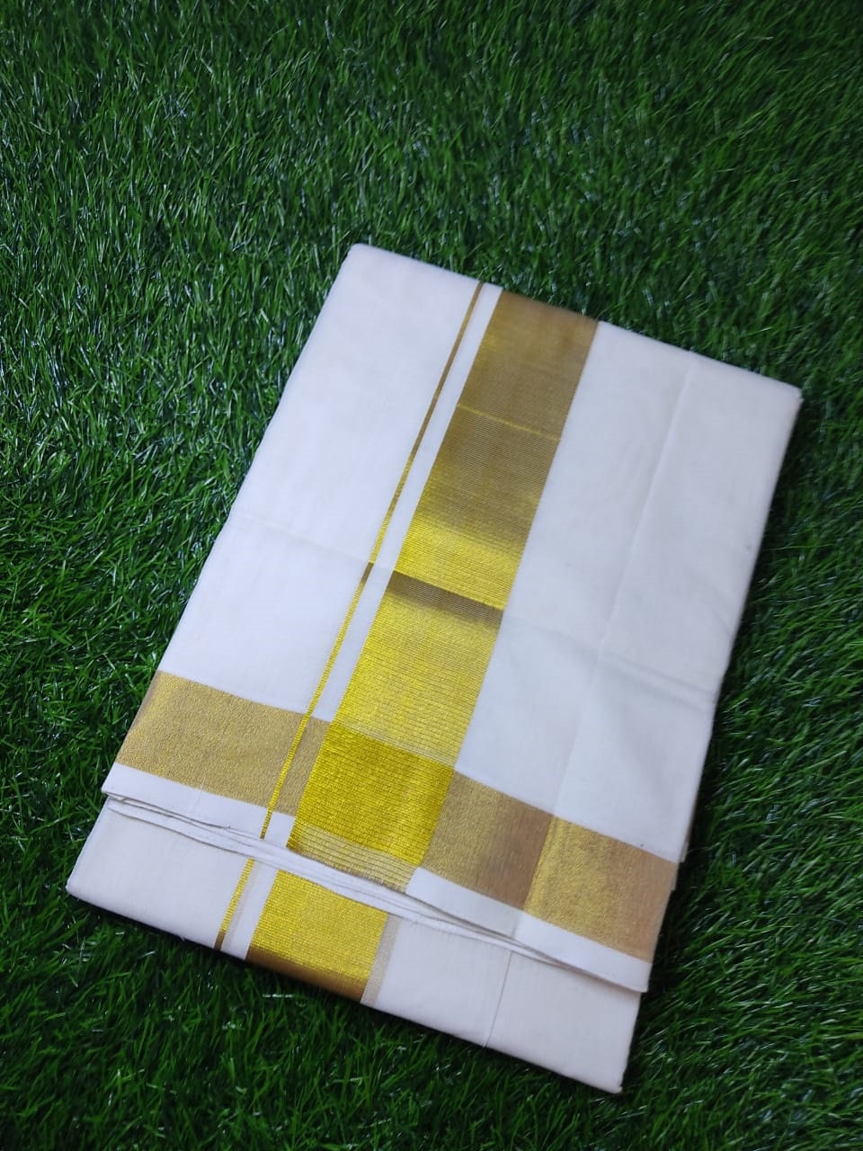 Kerala Men&#39;s Kasavu Dhothi/Vesti/Mundu double, Original Hand loom 1.5" Kara/ boarder, Kasavu Mundu, Onam Vishu Special Mundu, Veshti