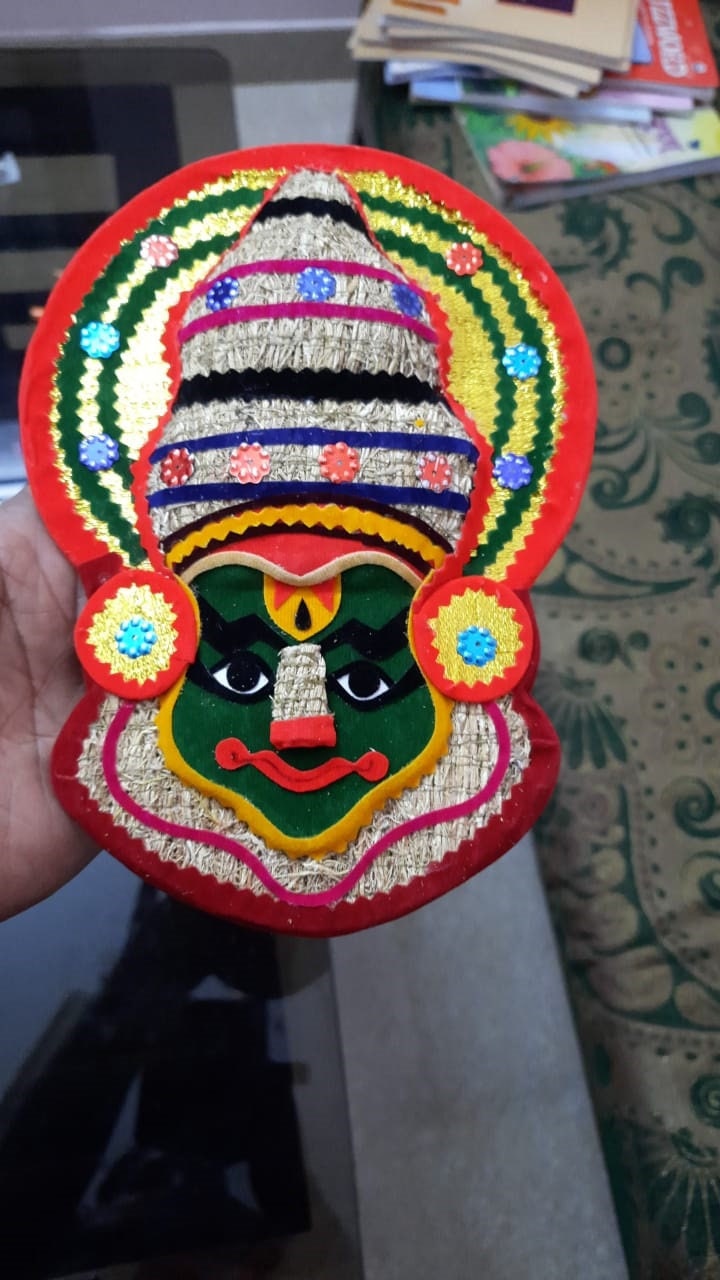 Kathakali Face Mask made with Ramacham, Kathakali face stuffed with roots of Ramacham / Vetiver (Wall Hanging) eco-friendly homedecor