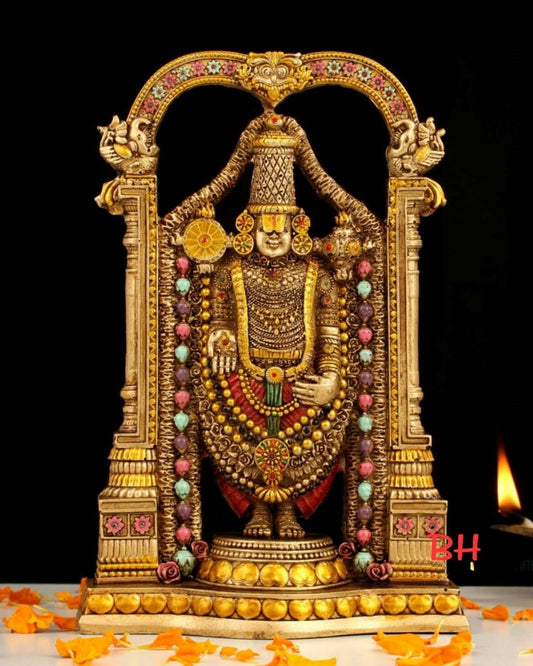 Tirupati Balaji, fine metal, Resin with metal finishing, 8 inch Height, God Vishnu, Venkateshwara Idol