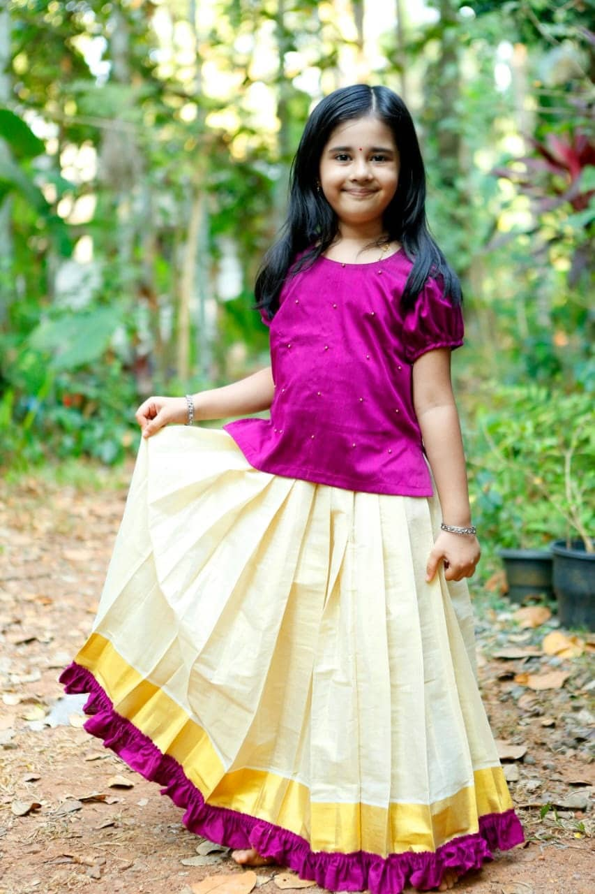 Pattu Pavadai Blouse for Age 1 - 15 year Girl Child Traditional Wear, Kids Indian Silk Frock, Onam, Vishu, Christmas,Birthday, Marriage