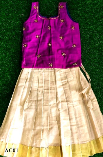 Pattu Pavadai Blouse for age 1 - 12 years Girl child traditional wear, Kids Indian Silk Frock