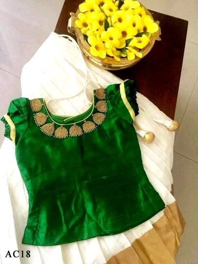 Pattu Pavadai Blouse for age 1 - 12 years Girl child traditional wear, Kids Indian Silk Frock, Lehanga Cholis For Kids