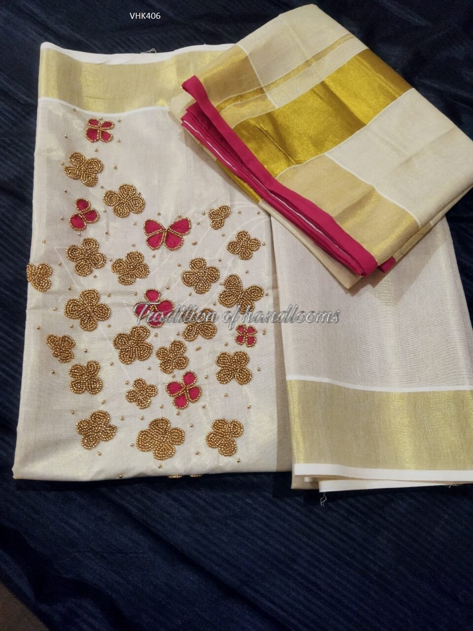 Golden Tissue Churidar / Stitched or Material / Indian Traditional Women Clothing / Onam, Vishu, Pooja, Marriage, Birthday Wear