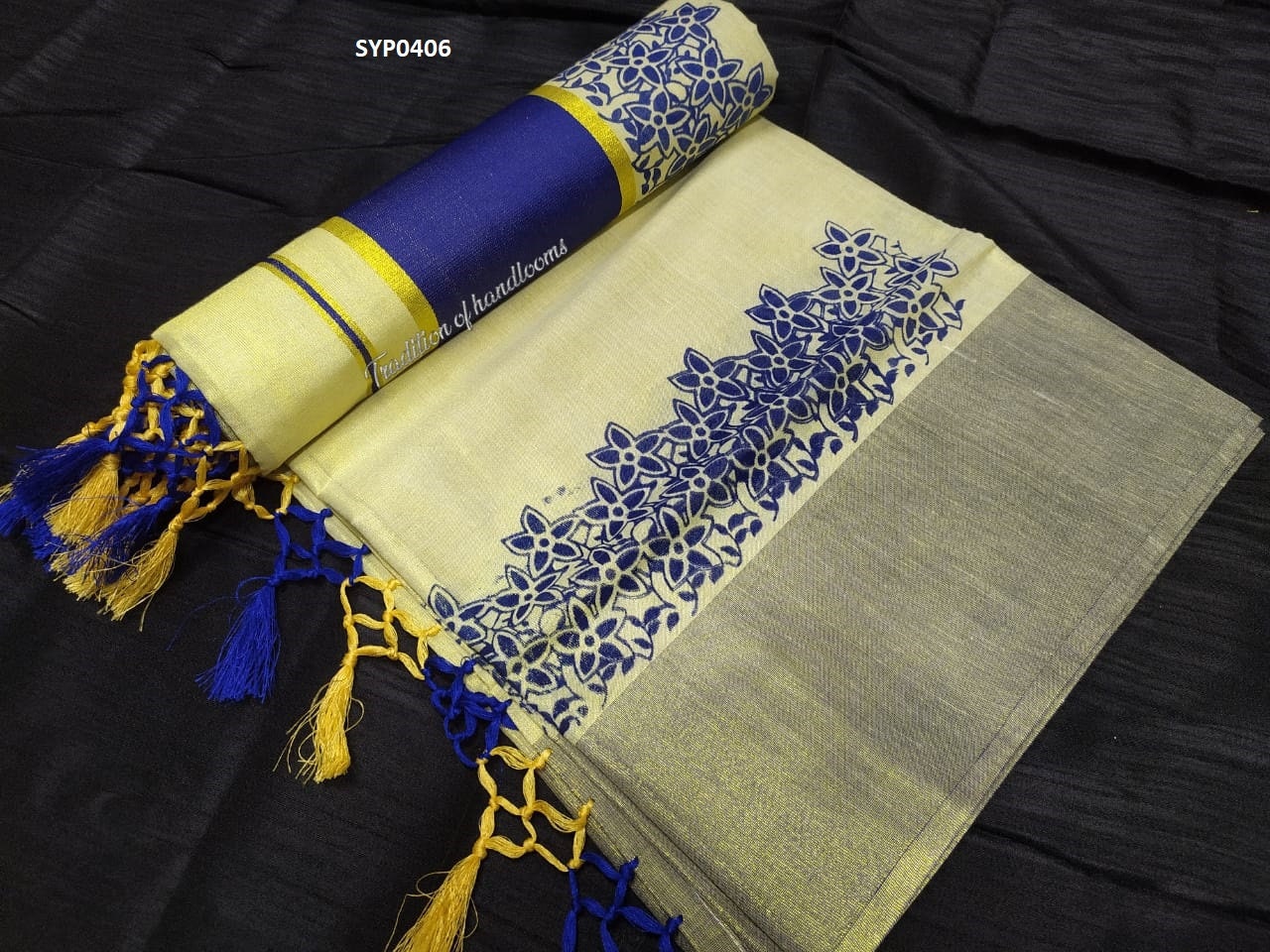 Kerala Traditional Tissue full stripped Set Saree deals with stitched Blouse /Handmade designs /Indian traditional /Onam, Birthday, Festival