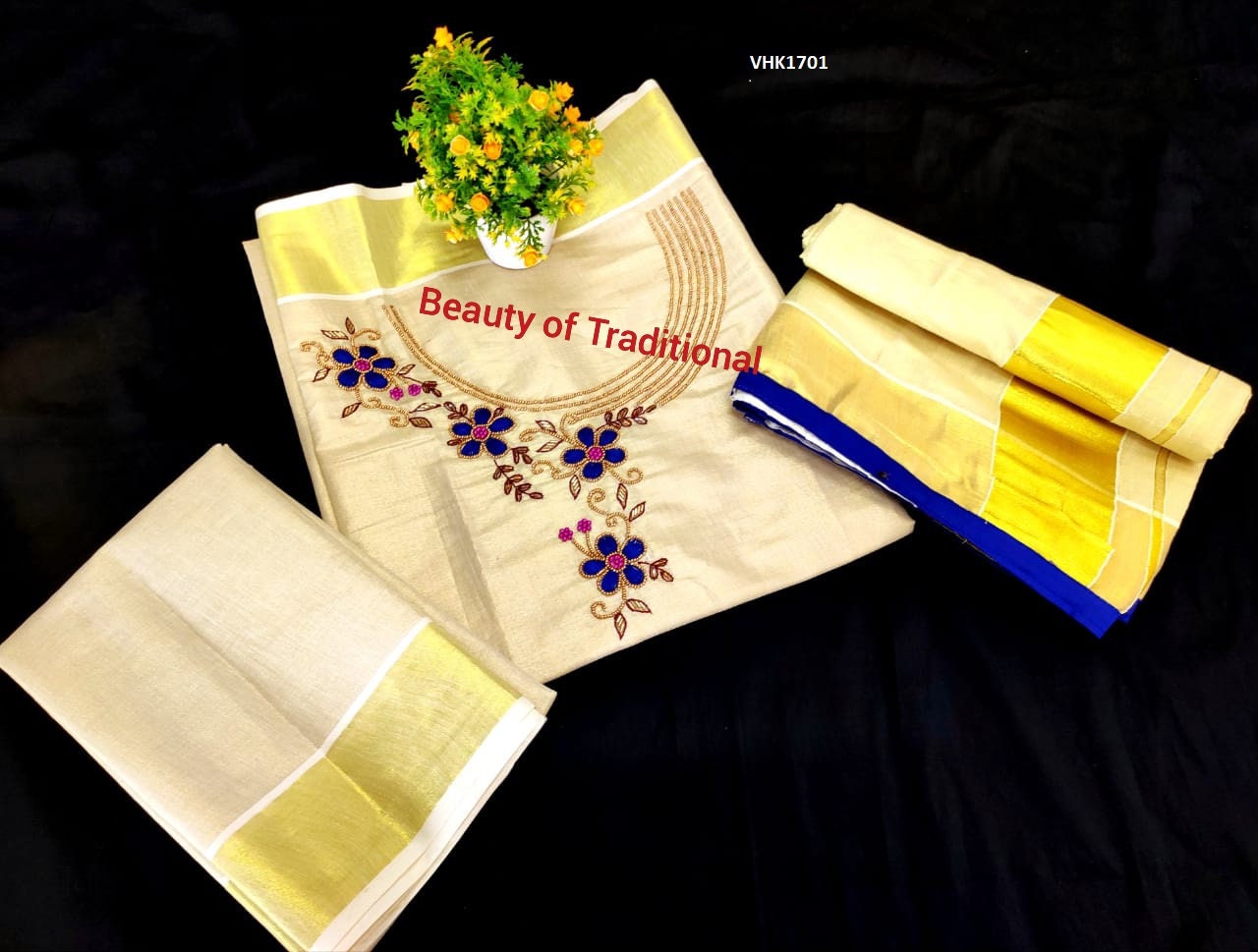 Golden Tissue Churidar / Stitched or Material / Indian Traditional Women Clothing / Onam,Vishu, Pooja, Marriage, Birthday Wear