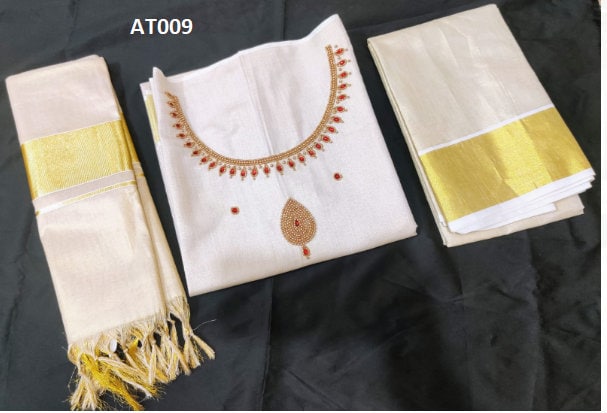 Gold Tissue Churidar /  Material or Stiched, Handwork Design ,Kerala  Kasavu Churidhar ,Onam, Vishu, Pooja,Festivals,Marriage,Birthday