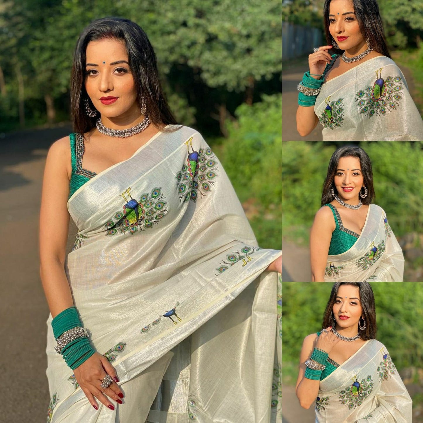 Kerala traditional Silver Tissue  Peacock Saree, Beautiful Kerala designs, Onam Saree, Kerala Saree, Festival, Birthday, Marriage occasions