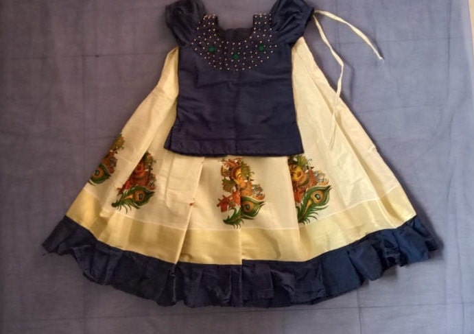 Pattu Pavadai Blouse for age 1 Month  - 15 years Girl child traditional wear, Kids Indian Silk Frock,Onam,Vishu, Christmas,Birthday,Marriage