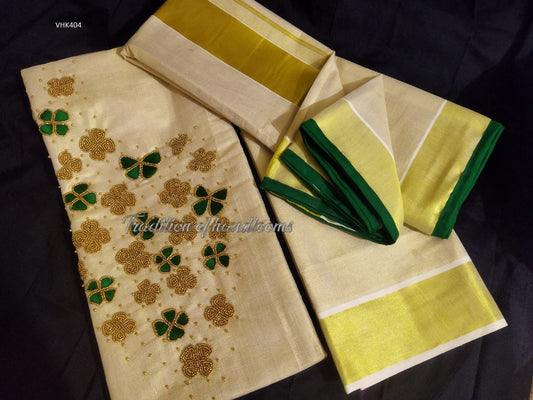 Golden Tissue Churidar / Stitched or Material / Indian Traditional Women Clothing / Onam, Vishu, Pooja, Marriage, Birthday Wear