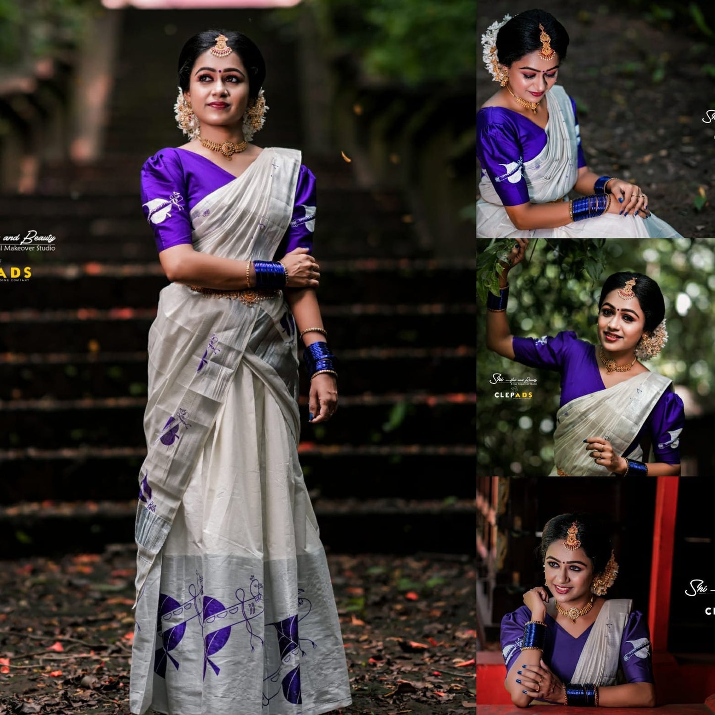 Kerala Silver Davani Material 3 Pcs, Skirt Stitched, Blouse material Unstitched/Traditional Girls clothing/Onam Vishu wear, Dhavani Lehanka