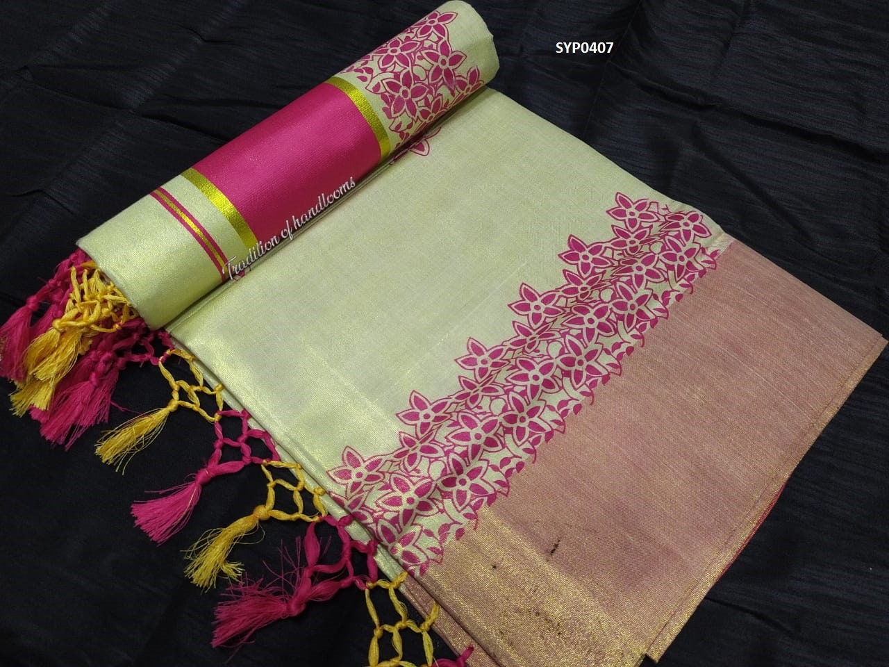 Kerala Traditional  Tissue Kunjalam  Set  Saree with Stitched Blouse / Handmade designs /Indian traditional /Onam, Birthday, Festival