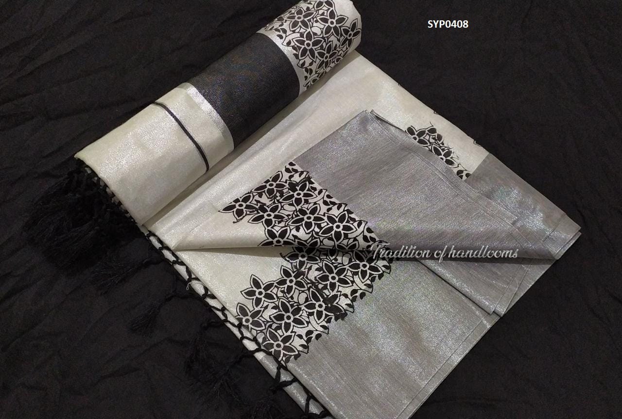 Kerala Traditional  Tissue Kunjalam  Set  Saree with Stitched Blouse / Handmade designs /Indian traditional /Onam, Birthday, Festival