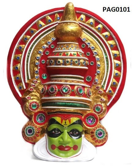 Kathakali Mask Wall Hanging Home Decor, Vintage Style Wall Decor | Fibre Kathakali Face, Kerala Traditional Home Decor, Wall Hanging Mask