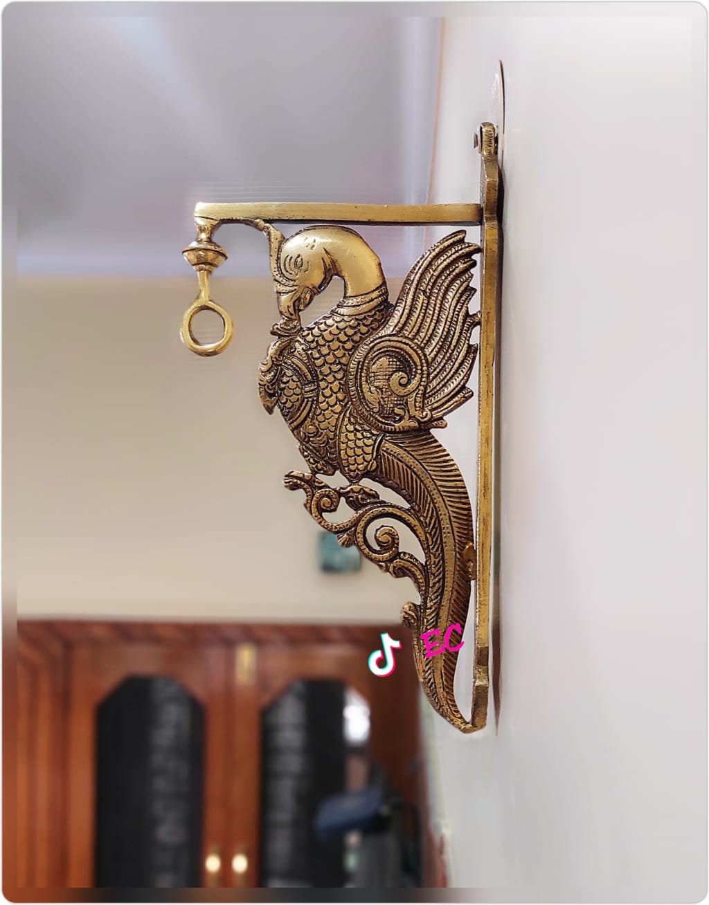 Handcrafted Parrot Design Brass Wall Hook With Base Plate,Peacock Model,Hanger,Wall  Brass Bracket,Home Decor,Indian Traditional,Home Decor